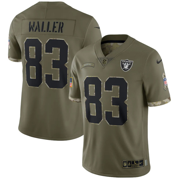 mens nike darren waller olive las vegas raiders 2022 salute to service limited jersey